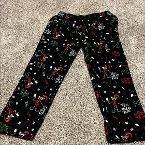 Black Holiday Pajama Pants with Elf Print